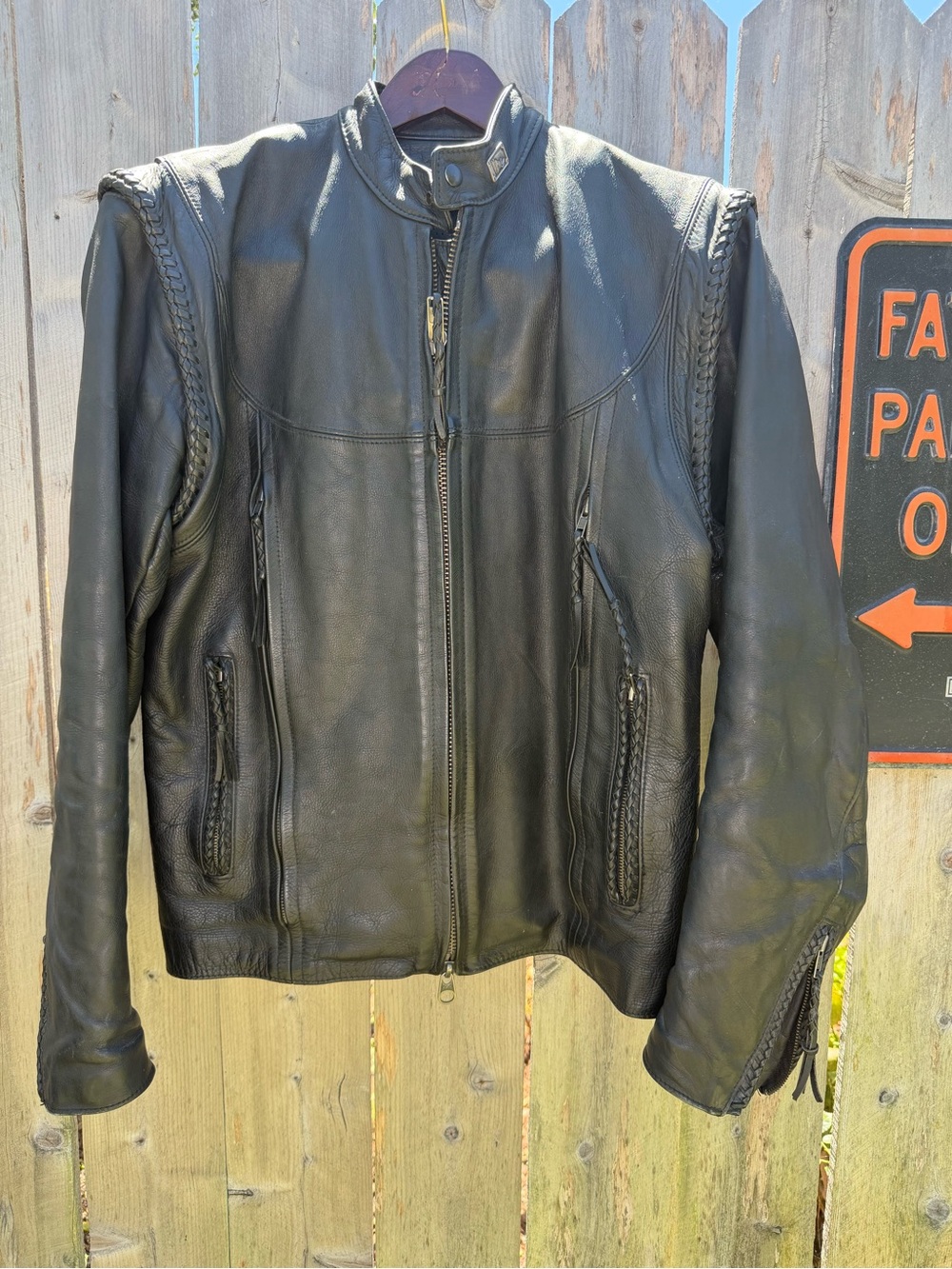 Harley-Davidson Black Braided Leather Motorcycle Jacket